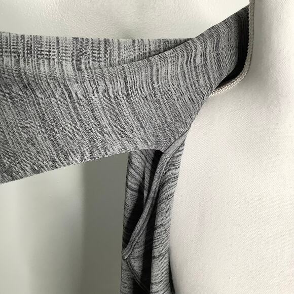 Misook Gray Black Heathered Knit Open Front Cardigan Attached Scarf XS - Picture 6 of 8